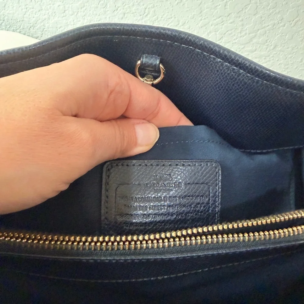Coach Margot Carryall Satchel Purse | Navy Blue with Gold Hardware